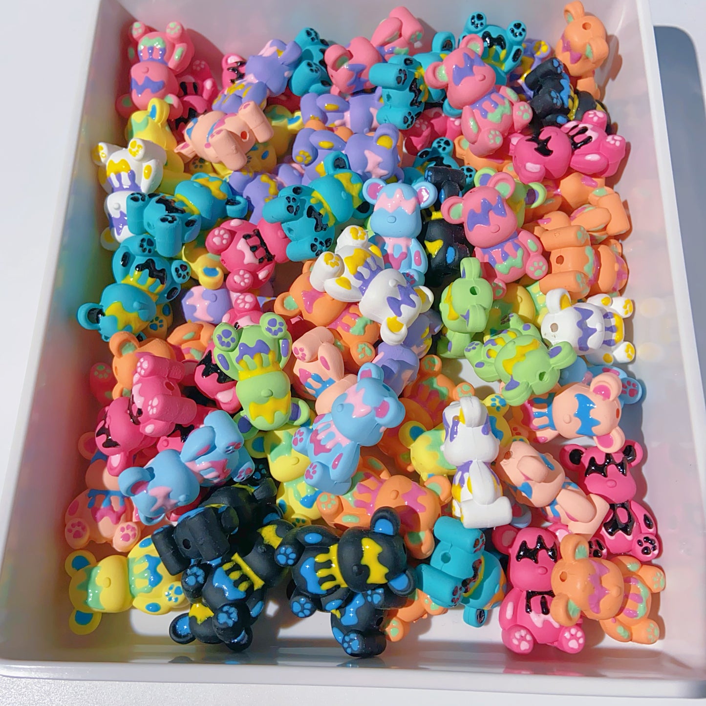 #006 Hand-painted Bear Acrylic Beads