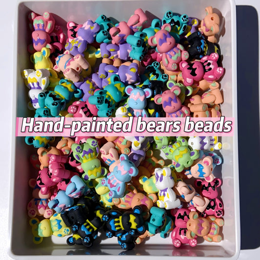 #006 Hand-painted Bear Acrylic Beads