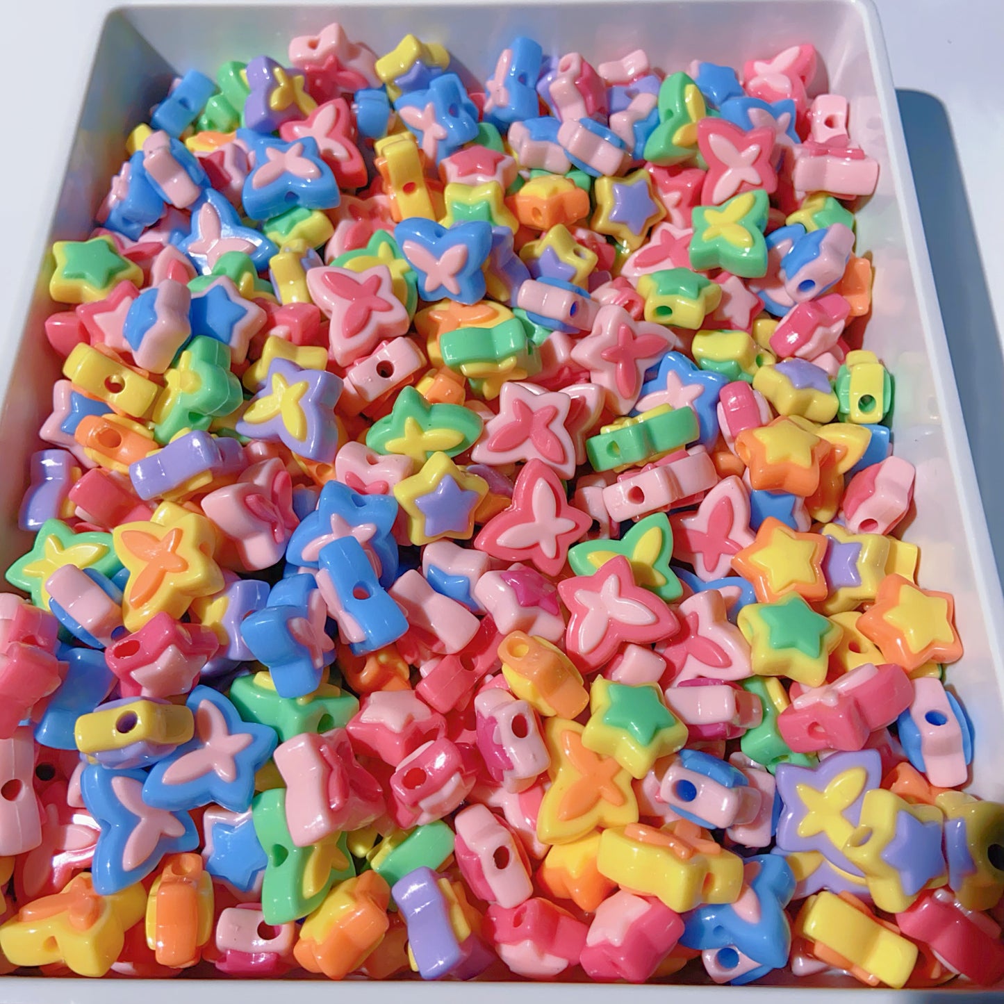 #002 Macaron Color Acrylic Beads-Butterfly & star