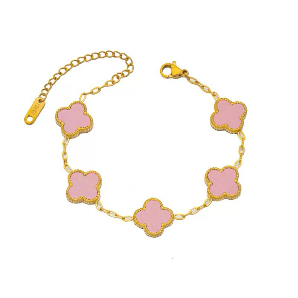 Gold and Pink Clover Bracelets