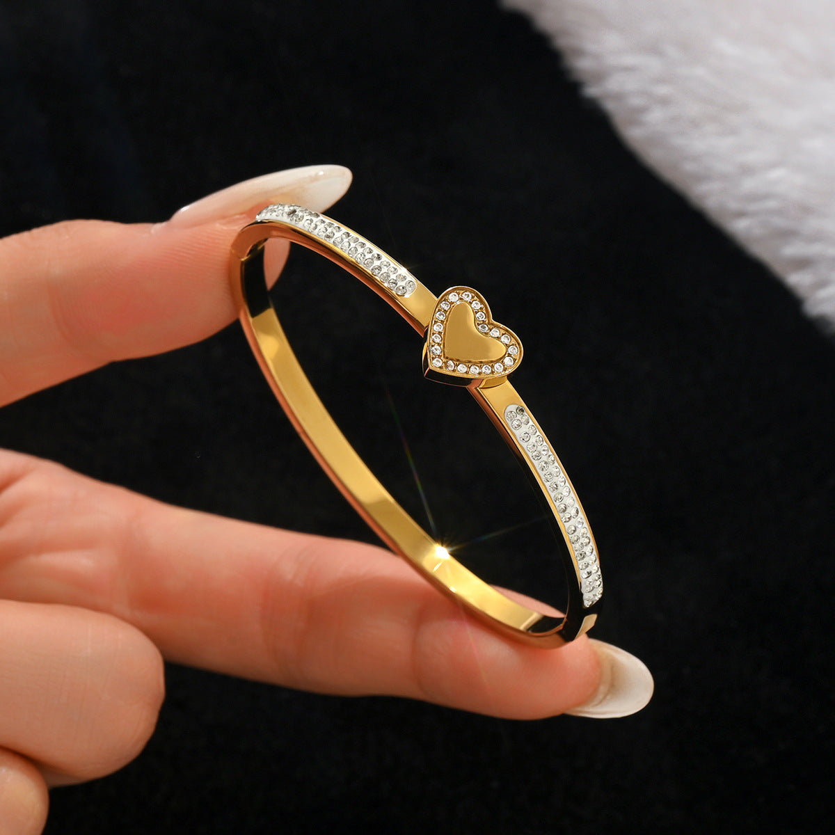 Stainless steel with Zircon or rinestone design bling bangles,18k gold plated color-resistant bangles