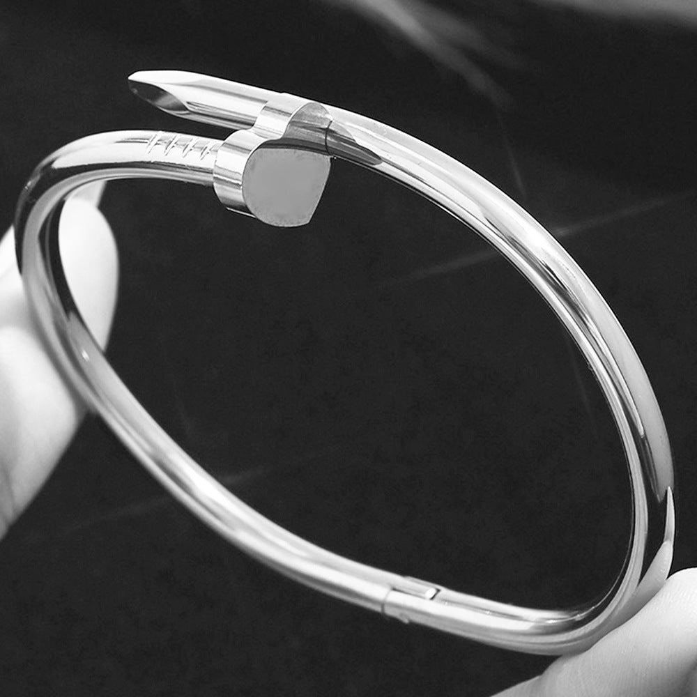 stainless steel nail bangle, color-resistant 18K gold plated bangle