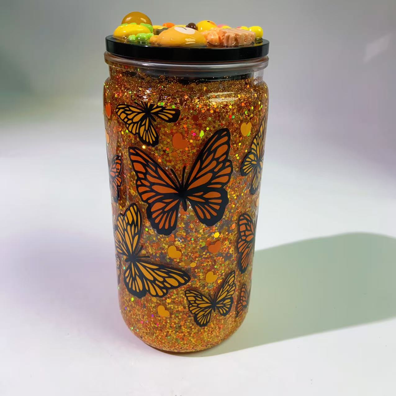 DIY Tumbler-Yellow and black butterfly