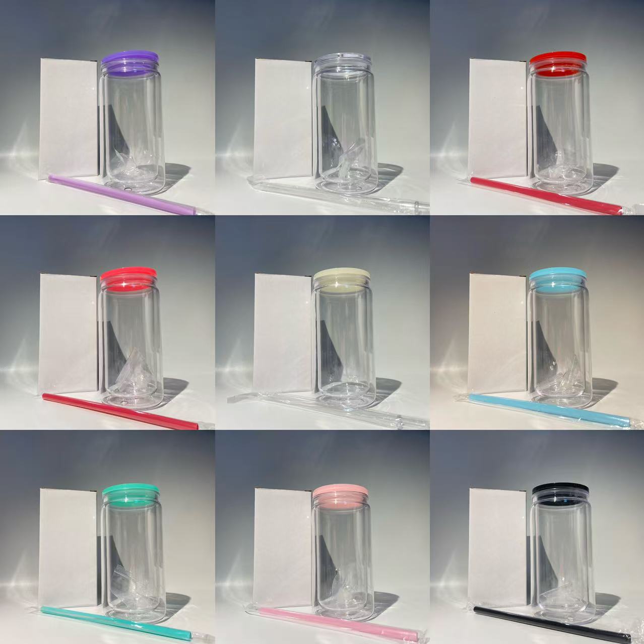 DIY Cups Material-Empty DIY 16 oz tumbler cups with straw