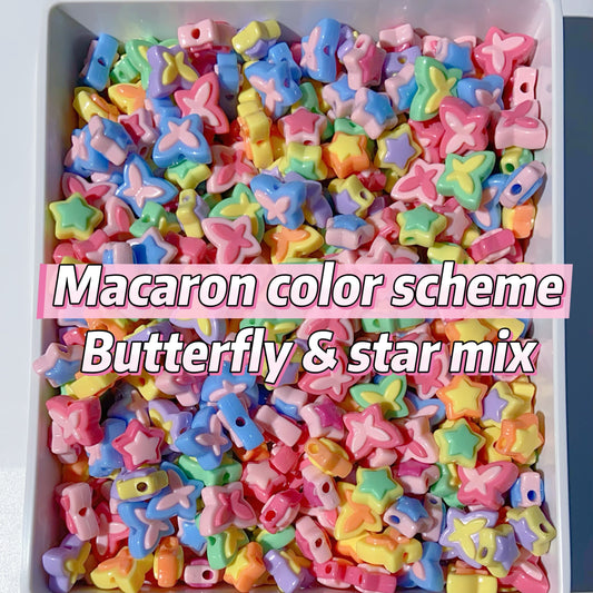 #002 Macaron Color Acrylic Beads-Butterfly & star